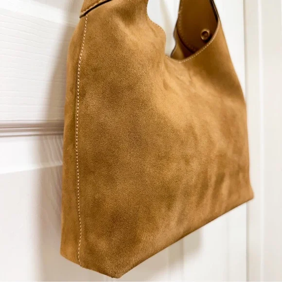 Coach Brooklyn 28 Shoulder Bag Suede Cedar Brown Leather NWOT - Picture 3 of 10